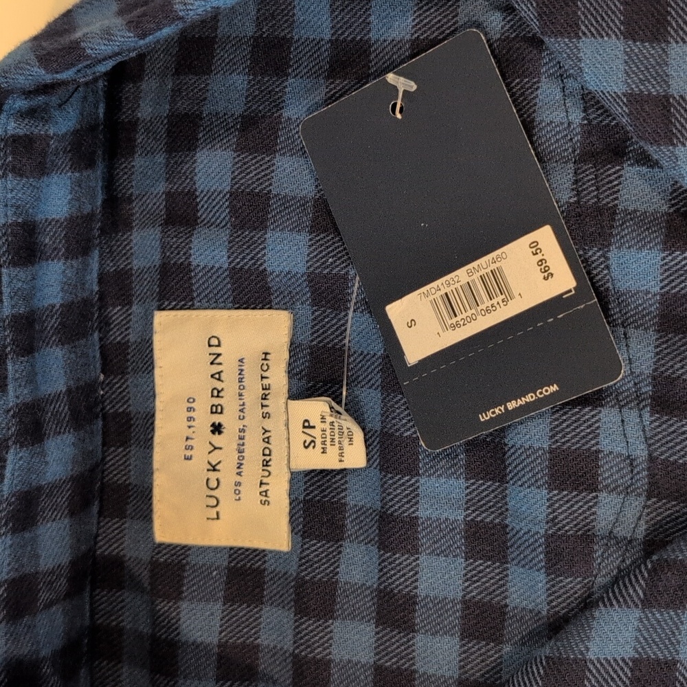 Lucky Brand Men's S Saturday Stretch Western Style Snap Button Plaid Shirt NWT - Picture 2 of 16